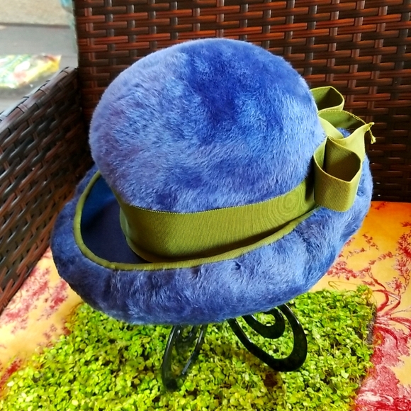 60's DIOR CHRISTIAN Lord & Taylor Union Tag RARE Blue Angora Collector Chapeax - Picture 14 of 16